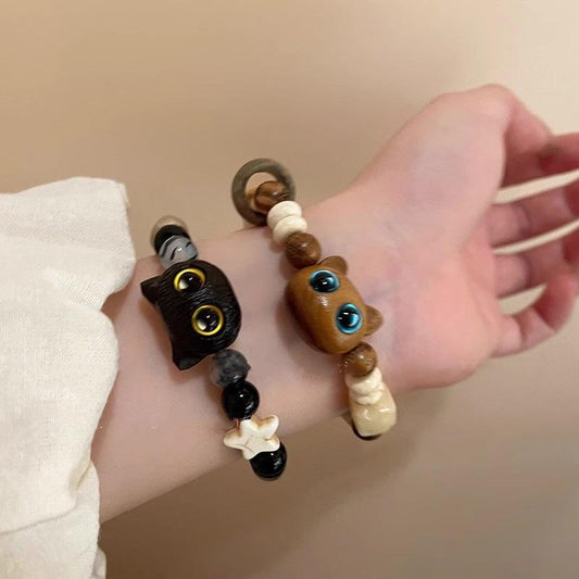 Cute Cat Bead Bracelet Set