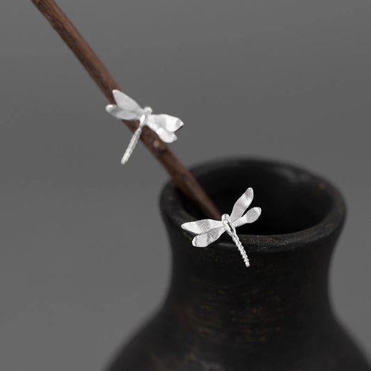 Shimmering Gold Dragonfly Studs Nature Chick Design