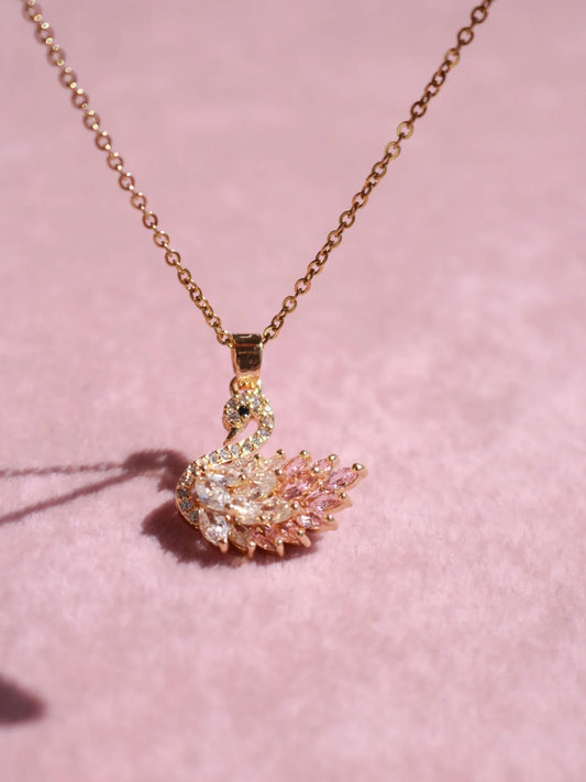 Pink Swan Steel Necklace