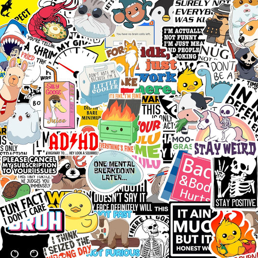 🔥 Set of Funny Saying Stickers