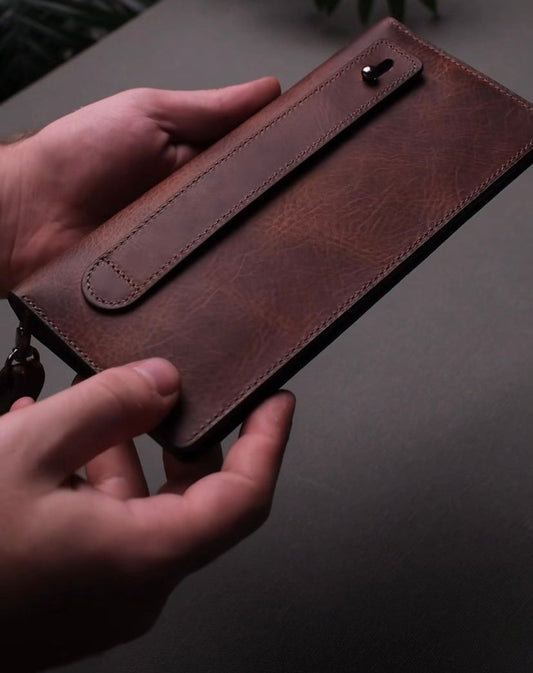 Leather Hand Strap Wallet Case
